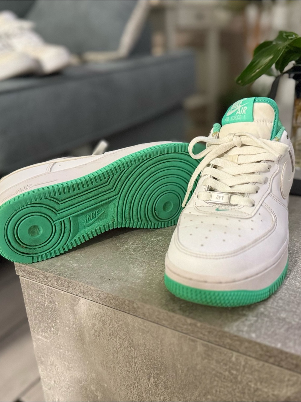 Nike Kids Air Force 1 Low - White with Green Accents